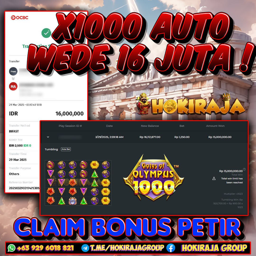 HOKIRAJA JACKPOT SLOT GATES OF OLYMPUS 1000 RP 16.000.000 ID : INUL***